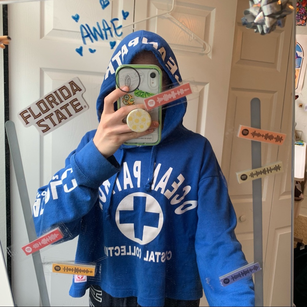 Ocean patrol cropped hoodie blue trendy